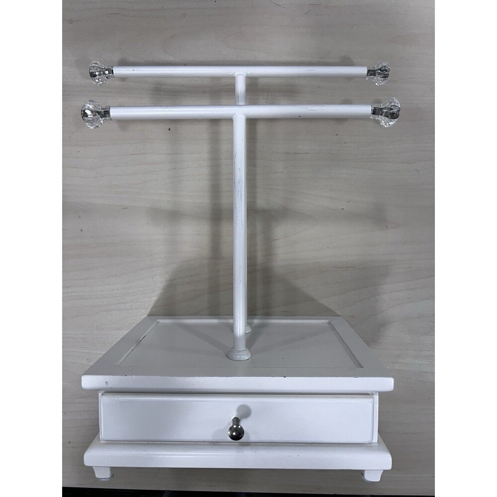 POTTERY BARN TEEN Jewelry Display Box-White decor pb wood stand